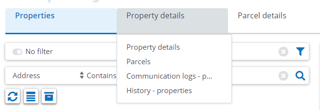 Screen capture of a selection level and the list of options available in it when you position the cursor on the selection level title