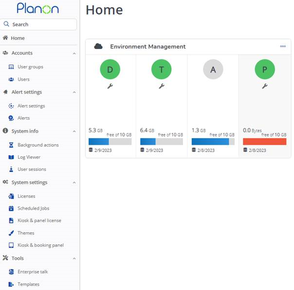 Navigation panel: System administrators