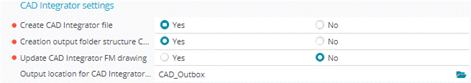 CAD integrator settings