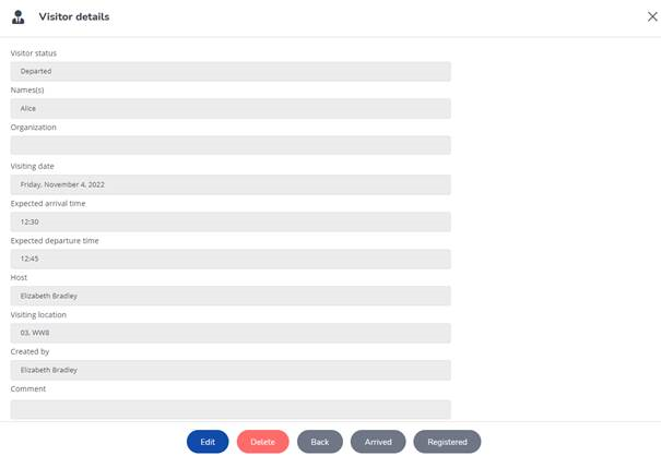 Visitor details