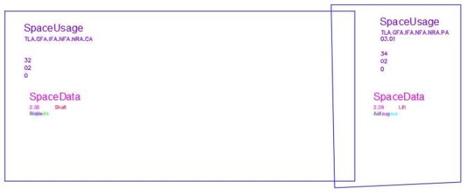 Illustration of overlapping polylines between between two spaces